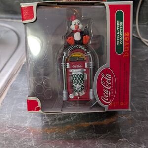 Coca-Cola Jukebox Ornament with Penguin